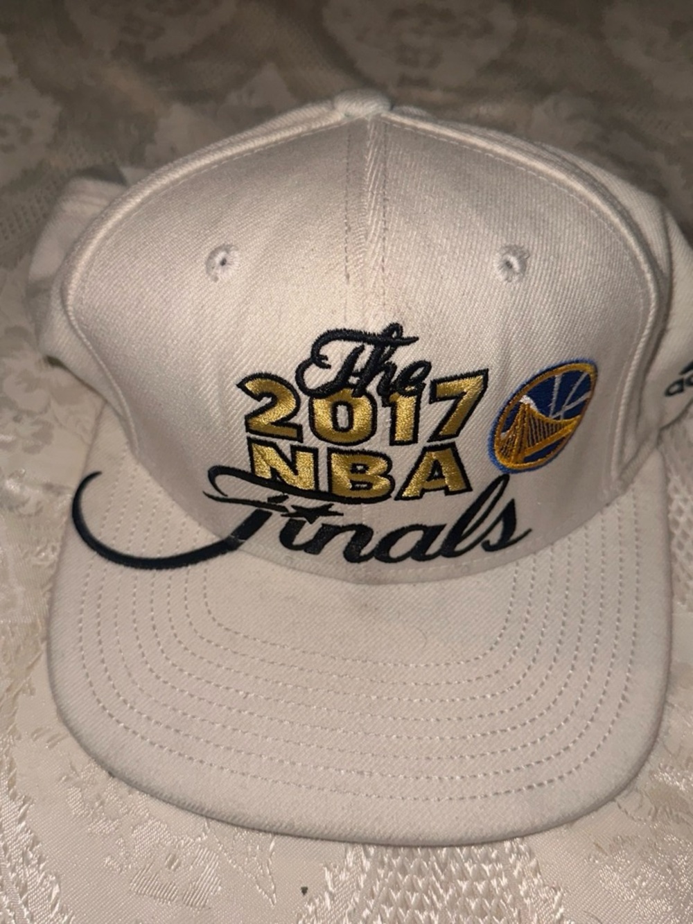 NBA White and Gold 2017 Finals Hat - Golden State Logo